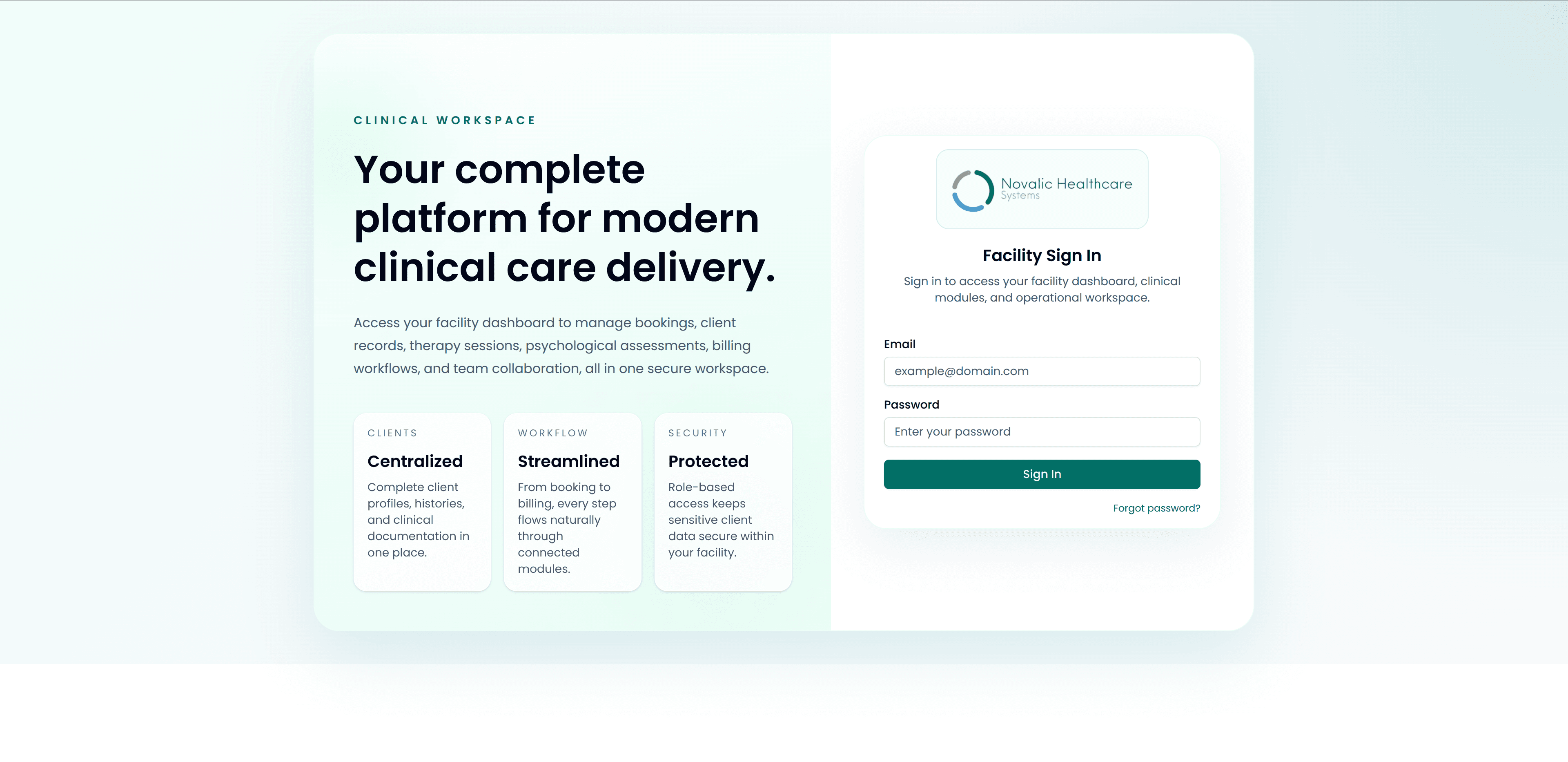Novalic Healthcare Systems product screenshot